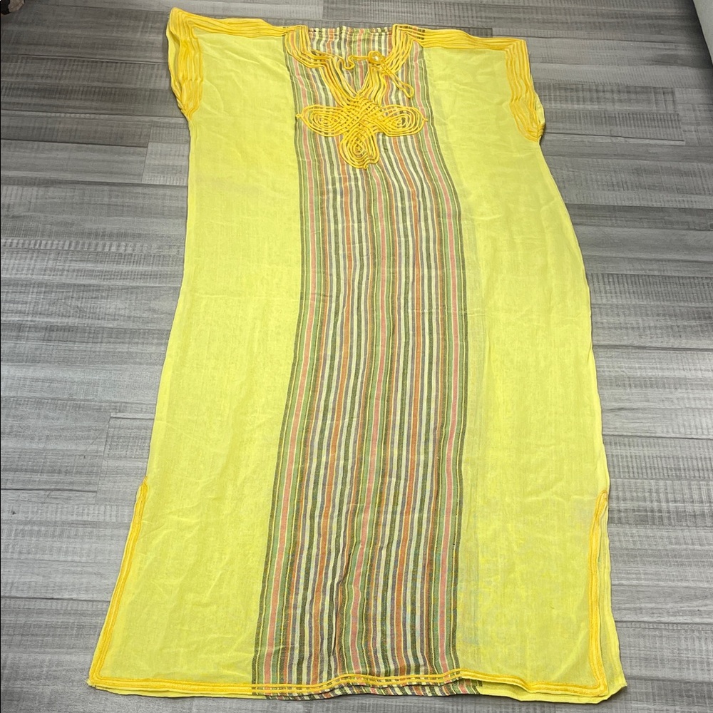 Yellow Striped Women's Kaftan